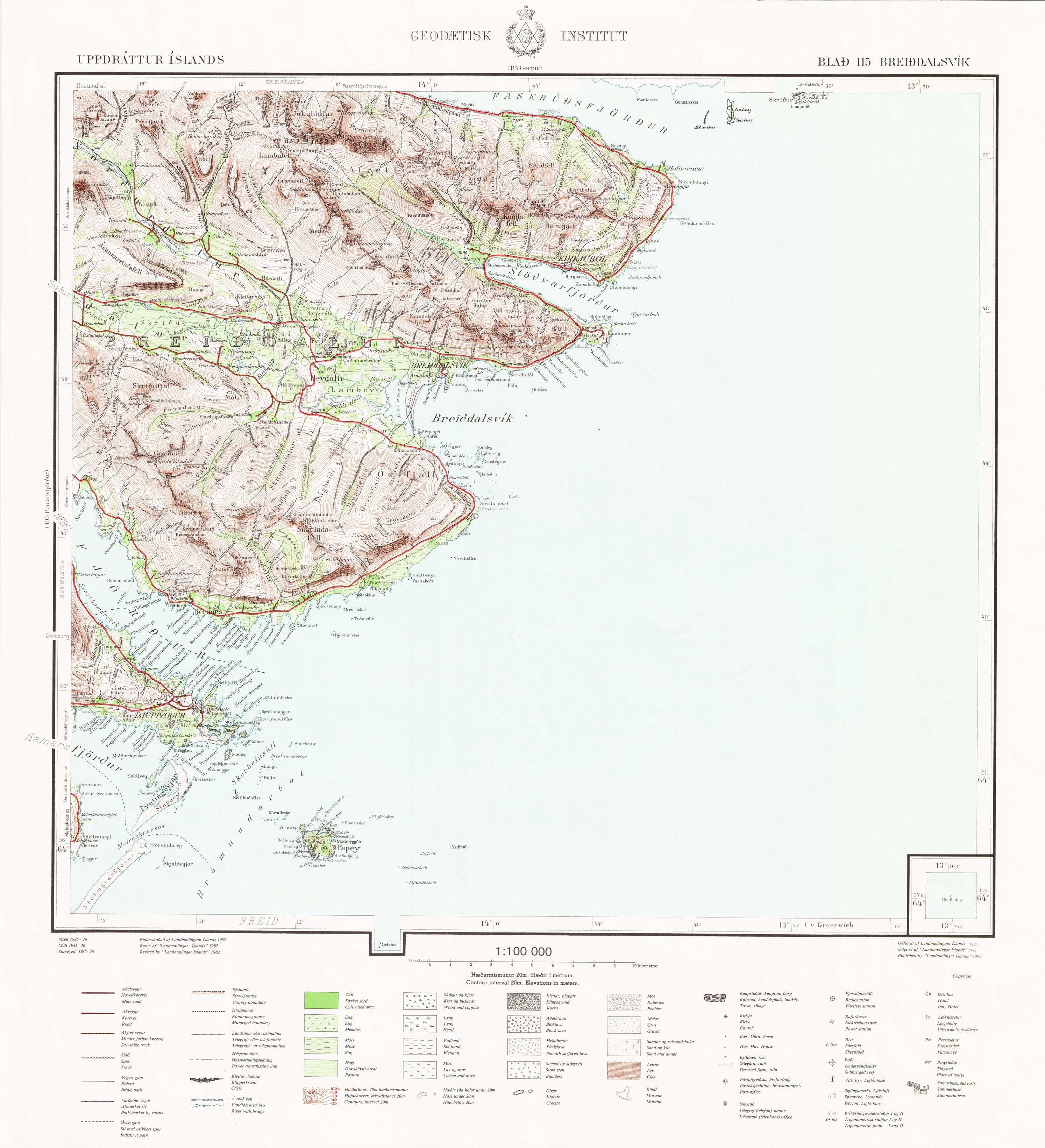 Uppdráttur Íslands – Blað 115 Breiðdalsvík