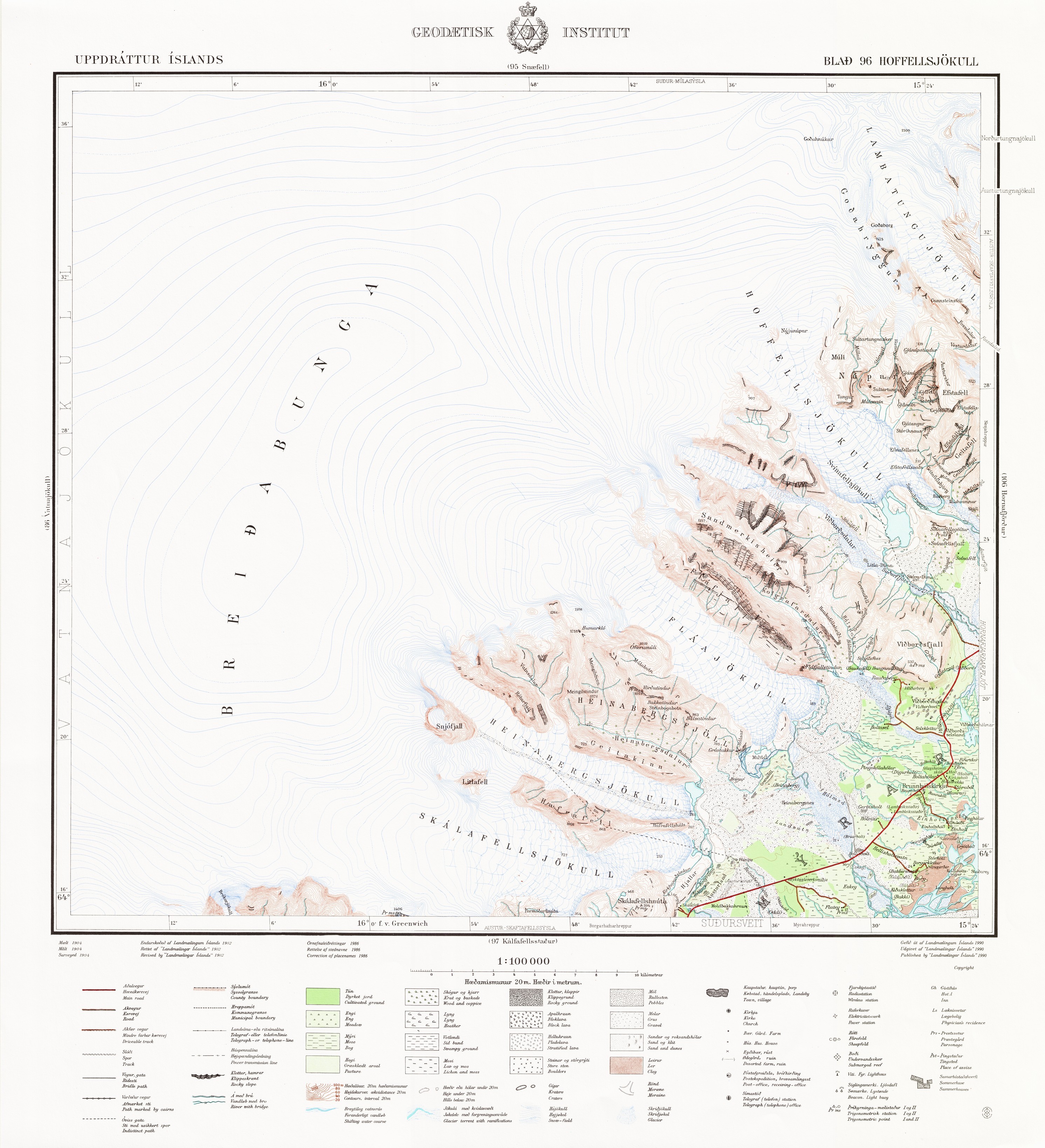 Uppdráttur Íslands – Blað 96 Hoffellsjökull